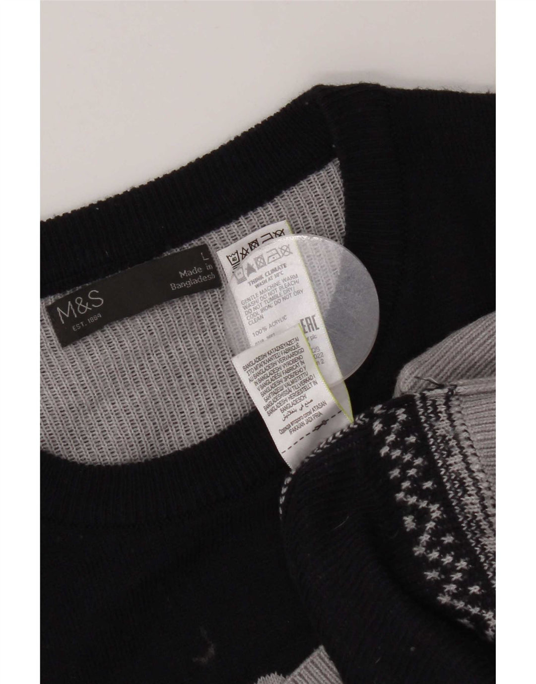 Marks & Spencer Herre sweater med rund hals, stor grå farveblok