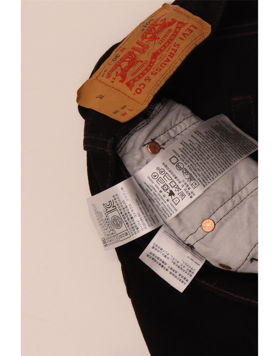 Levi's Herre 501 lige jeans W30 L30 sort bomuld