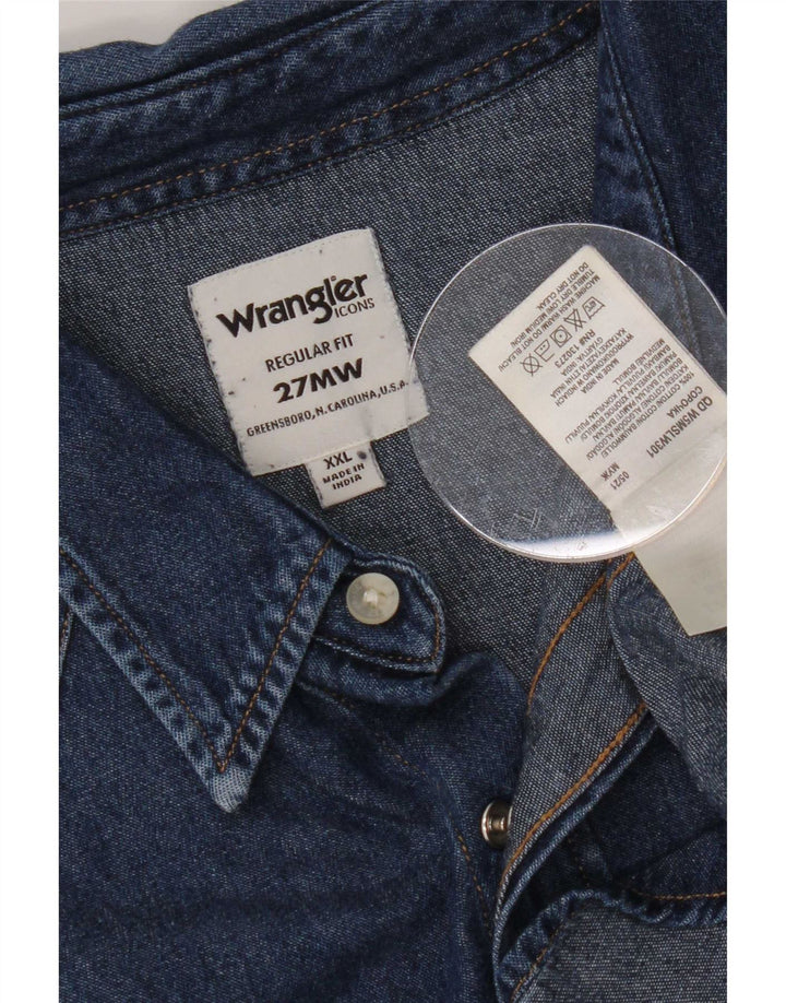 Wrangler Herre Regular Fit denimskjorte 2XL blå bomuld