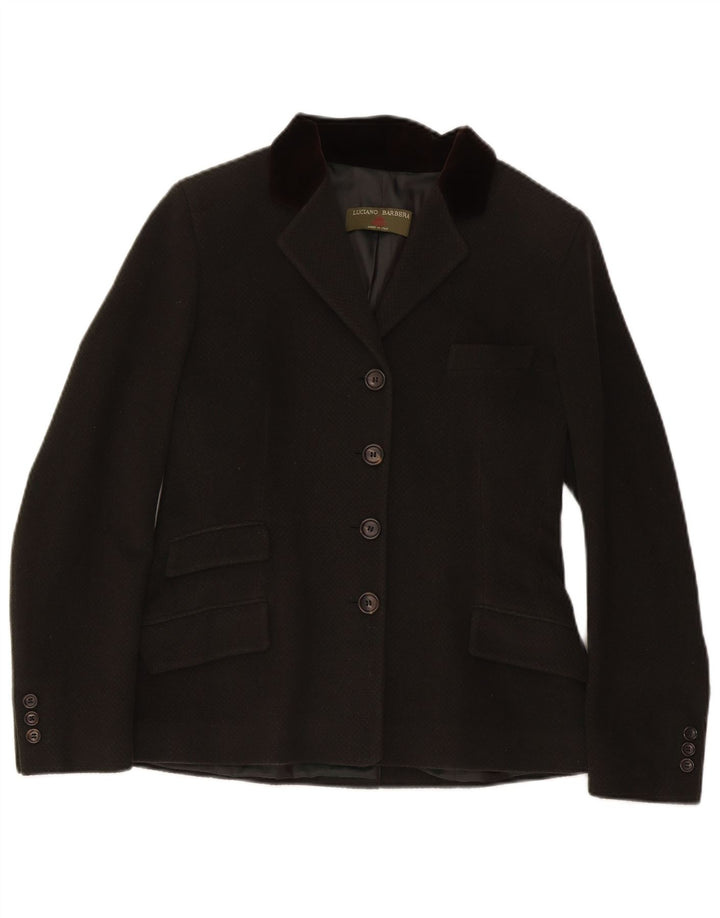 Luciano Barbera Dame 4-knaps blazerjakke IT 44 Medium Grøn Angora