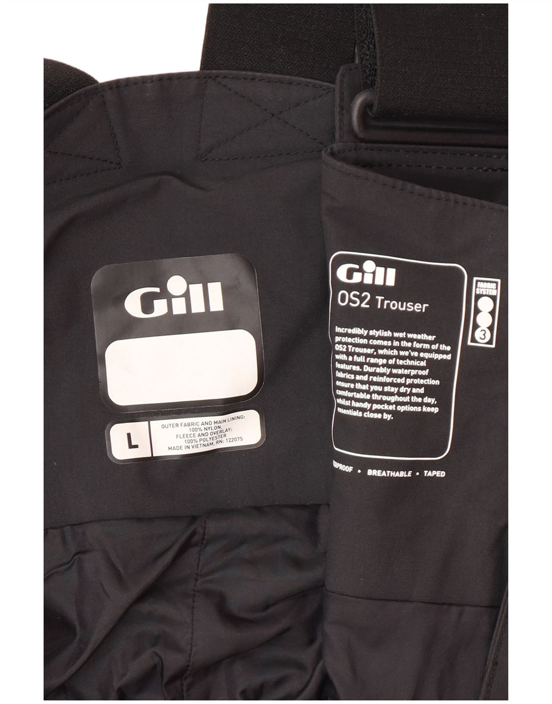 GILL Herre Cargo Dungarees Vandtætte bukser Large Black Nylon Nautical