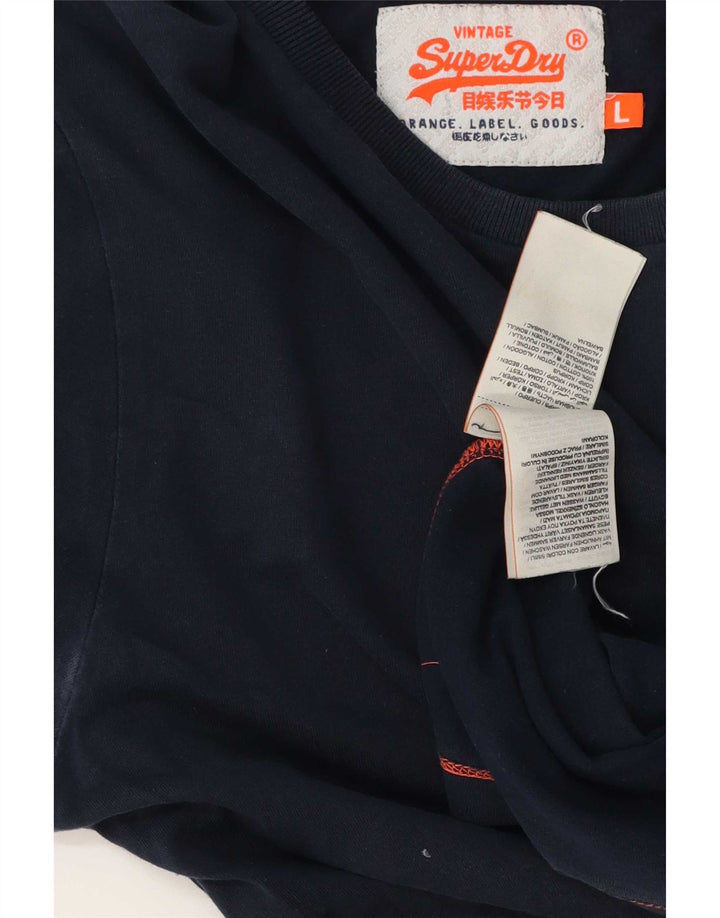 Superdry T-shirt top til mænd, stor marineblå bomuld