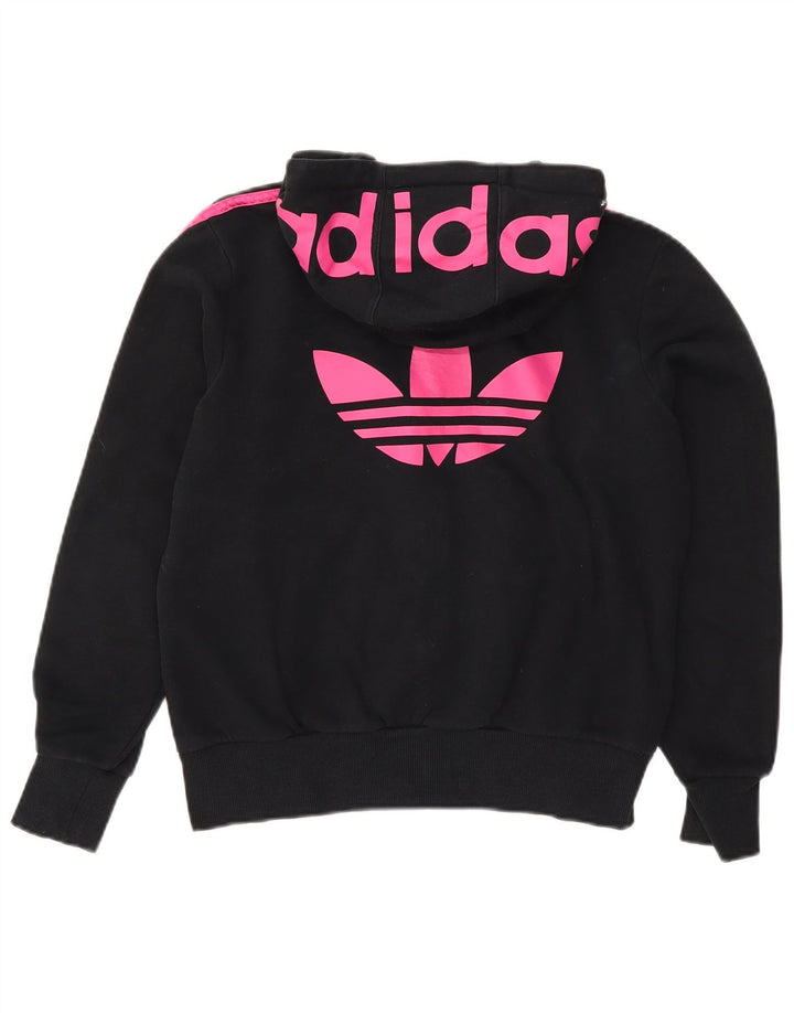 Adidas Dame Grafisk Hættetrøje Sweater EU 42 Medium Sort Bomuld