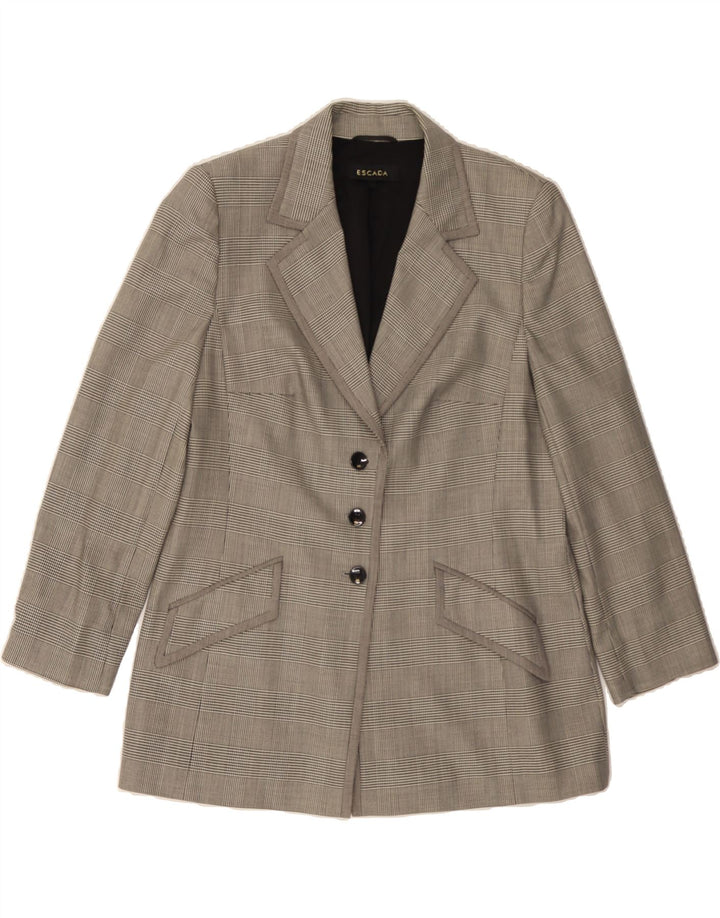 ESCADA Womens 3 Button Blazer Jacket IT 42 Medium Grey Houndstooth Wool Vintage Escada and Second-Hand Escada from Messina Hembry 