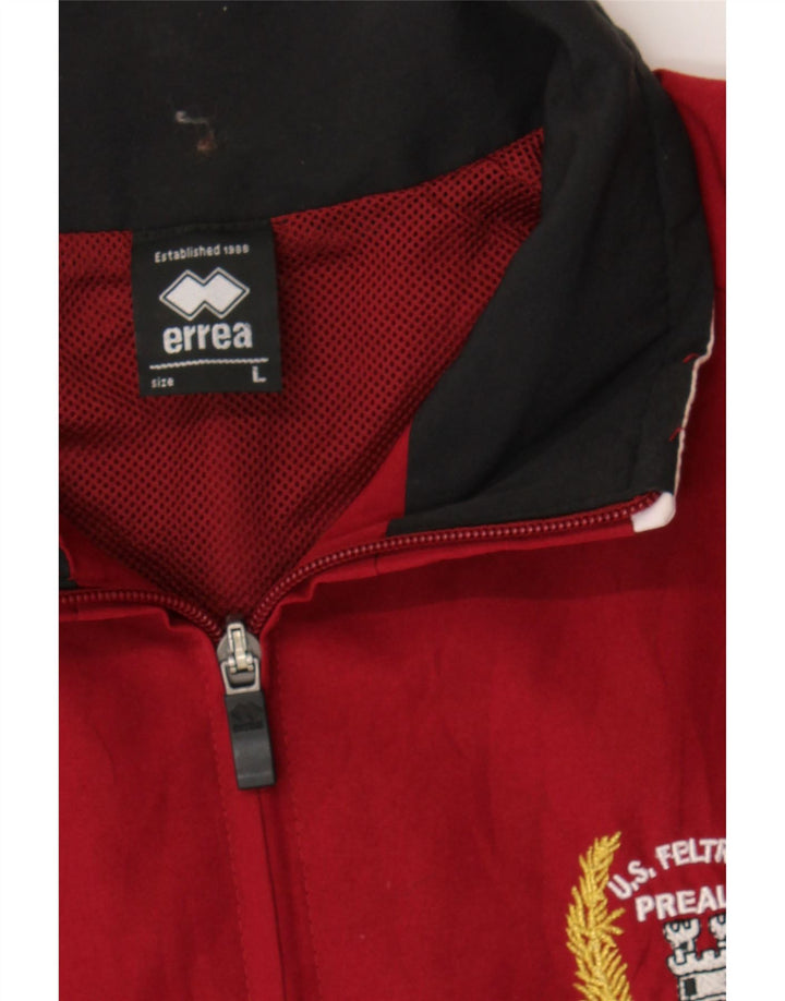 ERREA Mens Graphic Tracksuit Top Jacket Large Red Polyester Vintage Errea and Second-Hand Errea from Messina Hembry 