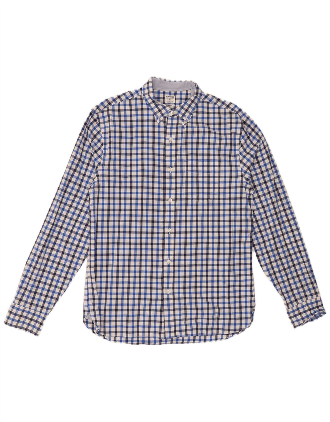 BONOBOS Herre Standard Fit skjorte Medium Blue Gingham Cotton