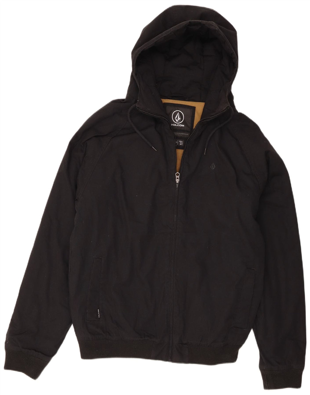 Volcom Herre Hooded Bomber Jacket UK 40 Large Black Polyester