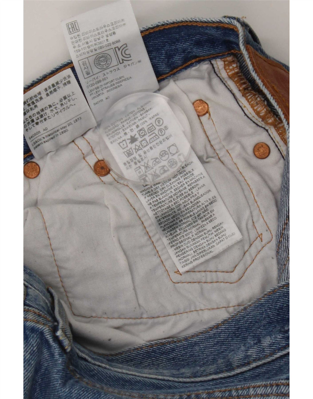 Levi's Dame 501 Distressed Straight Jeans W28 L32 Blå Bomuld