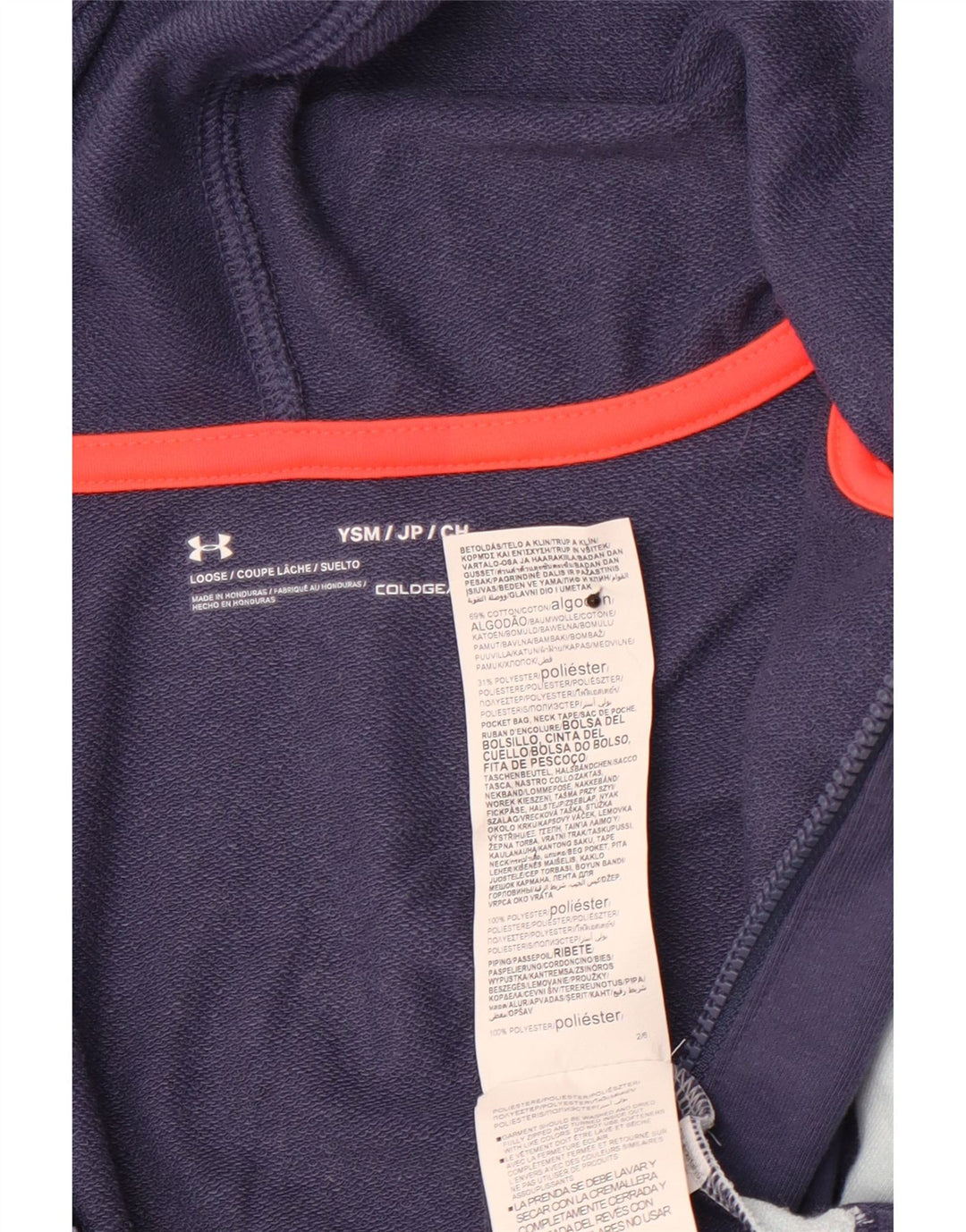 UNDER ARMOUR Drenge Cold Gear Hættetrøje med lynlås 7-8 år Small Navy Blue