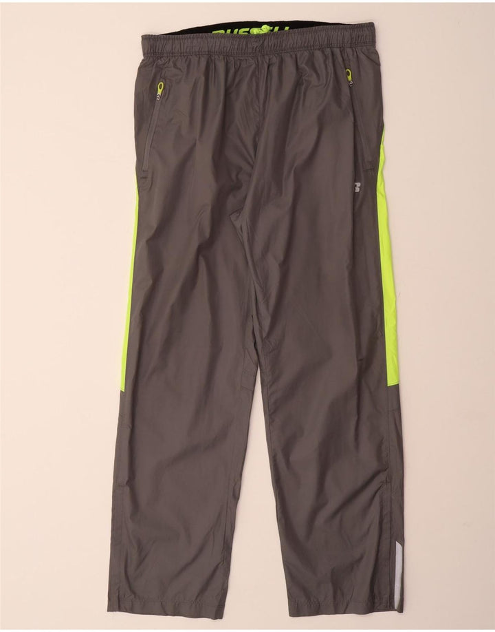 RUSSELL ATHLETIC Mens Tracksuit Trousers Medium Grey Colourblock Polyester