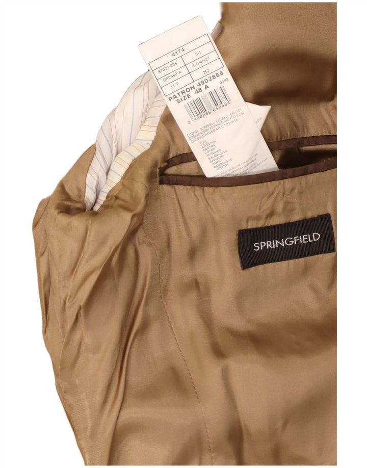 Springfield Herre 3-knaps fløjlsblazerjakke IT 48 Medium Beige Bomuld