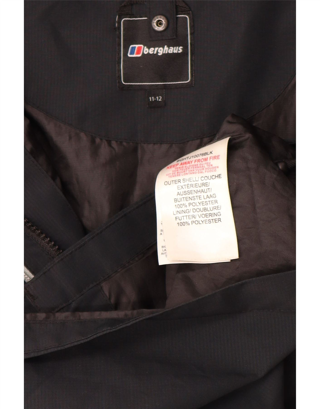 Berghaus Drenge Hættetrøje Vindjakke 11-12 År Sort Polyester
