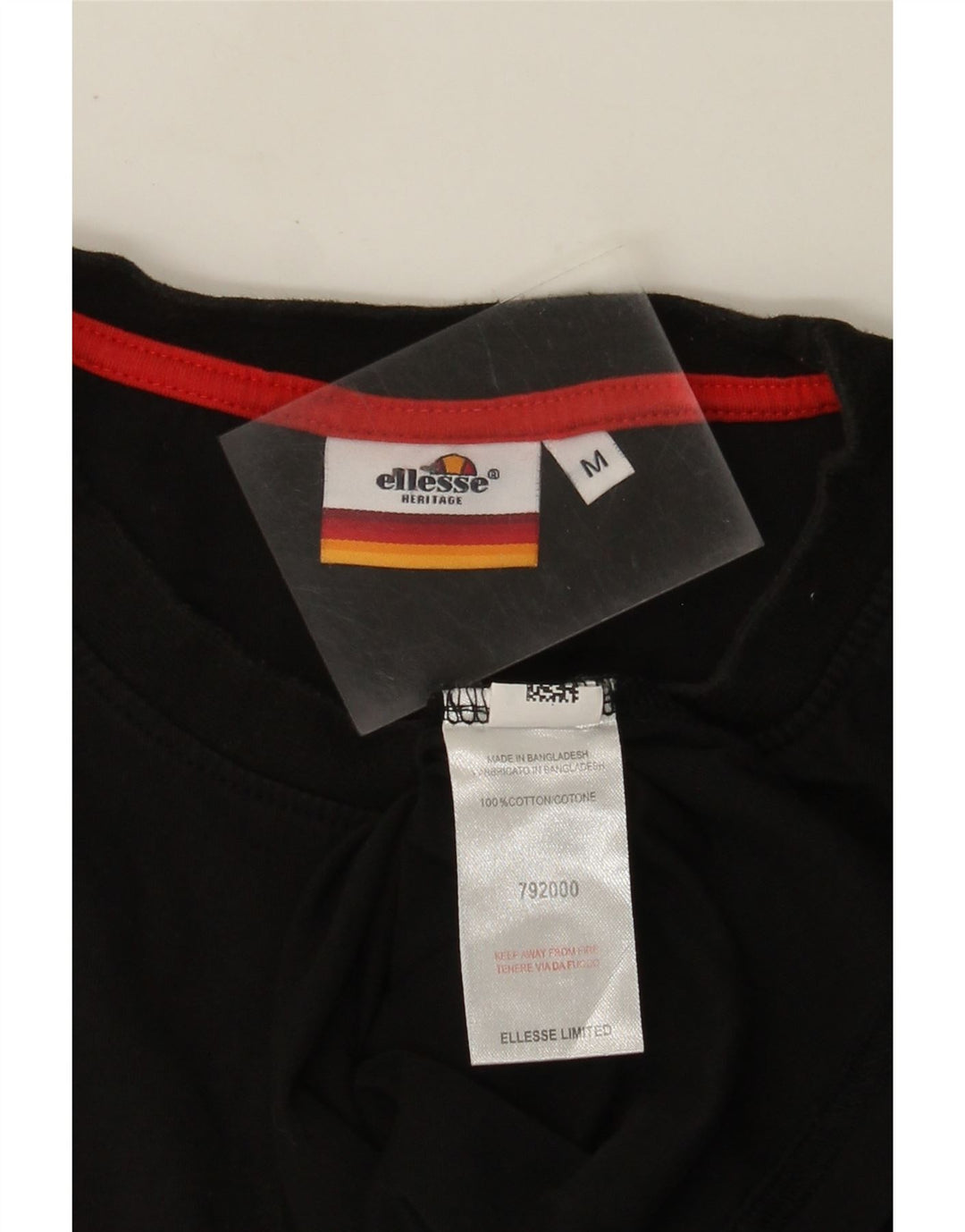 Ellesse Herre Grafisk T-Shirt Top Medium Sort Bomuld