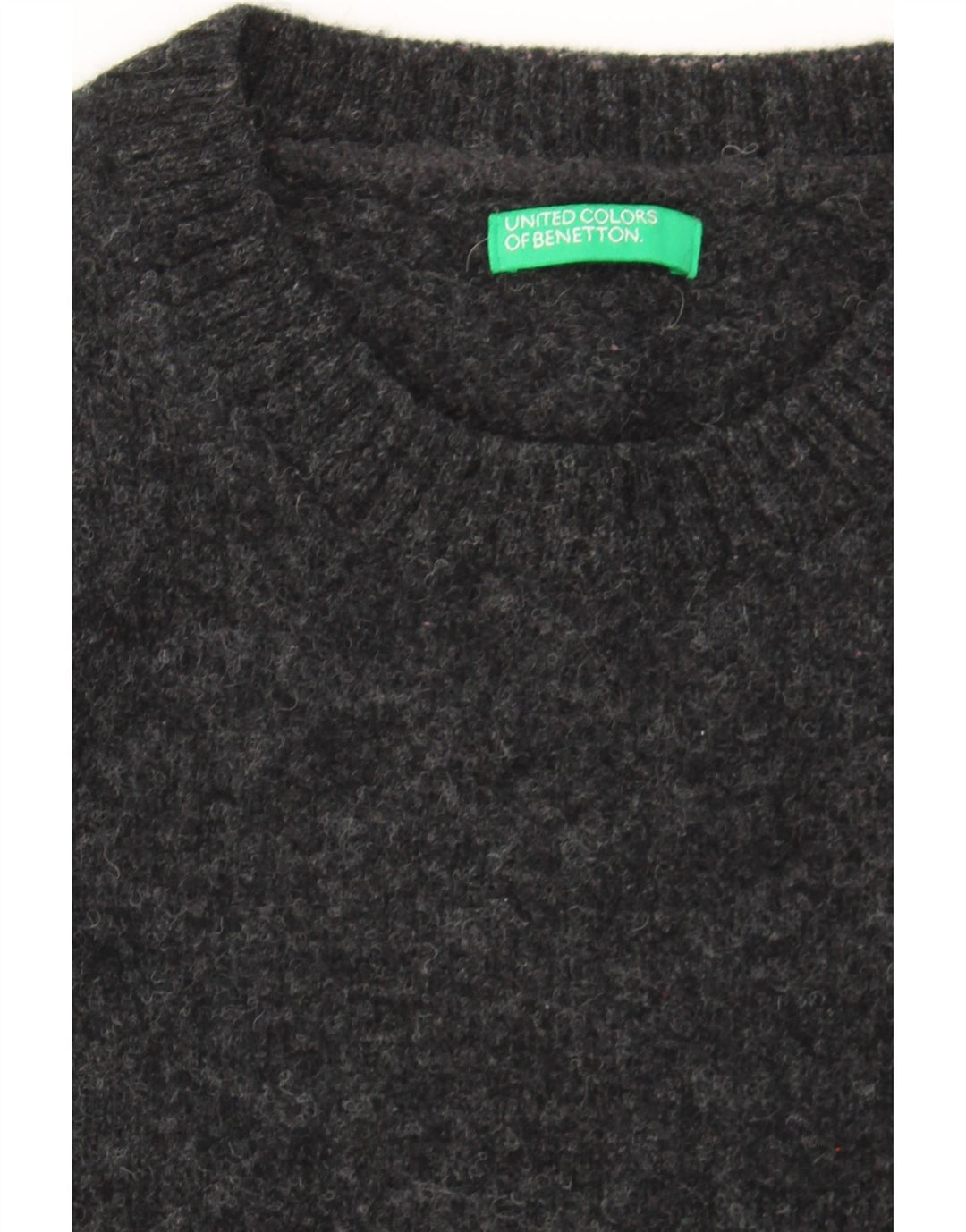 BENETTON Womens Crew Neck Jumper Sweater UK 14 Medium Grey Vintage Benetton and Second-Hand Benetton from Messina Hembry 