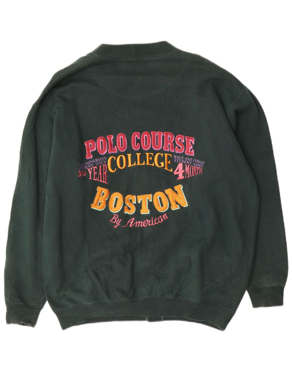 By American Mens Cardigan Sweater Medium Green Cotton