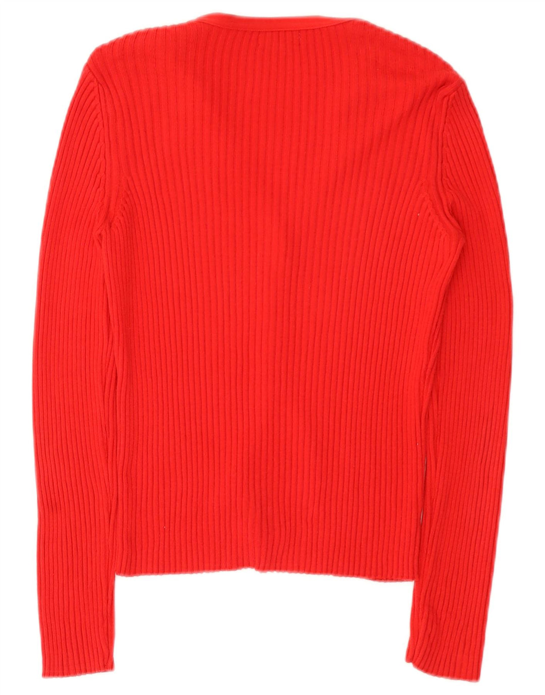 Benetton Dame Cardigan Sweater UK 12 Medium Rød Bomuld