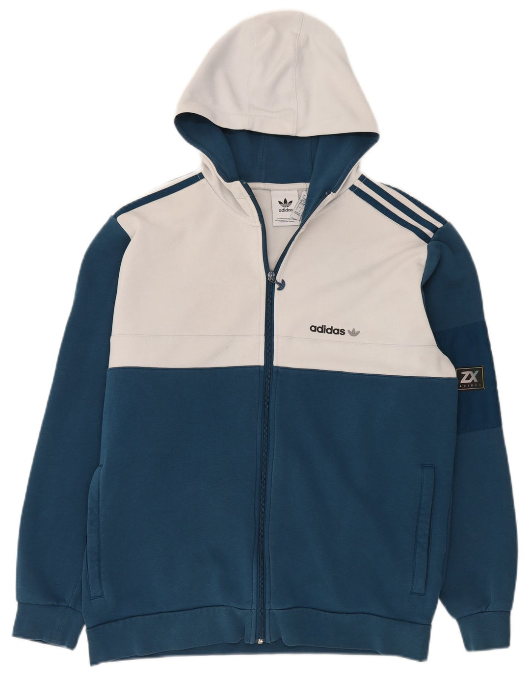 Adidas Hættetrøje med lynlås til mænd Large Blue Colourblock Polyester