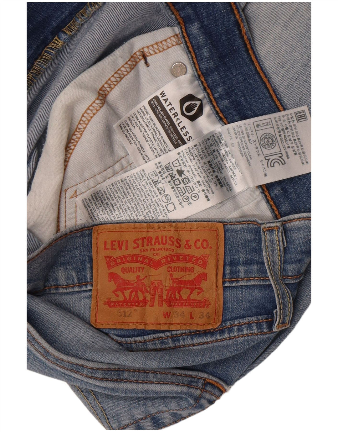 Levi's Herre 512 Slim Tapered Jeans W34 L34 Blå Bomuld
