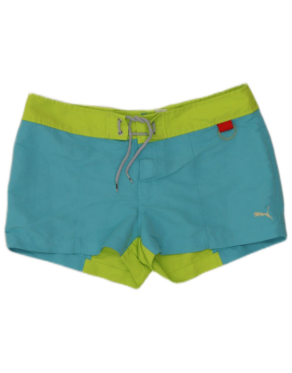 PUMA svømmeshorts til kvinder UK 12 Medium Blue Colourblock Polyester