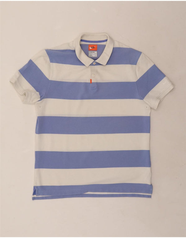 NIKE Herre Dri Fit Rugby Polo Shirt Stor hvid stribet bomuld