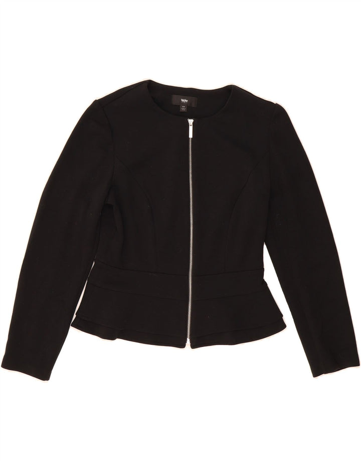 MOSSIMO Womens Blazer Jacket UK 14 Medium Black Rayon Vintage Mossimo and Second-Hand Mossimo from Messina Hembry 