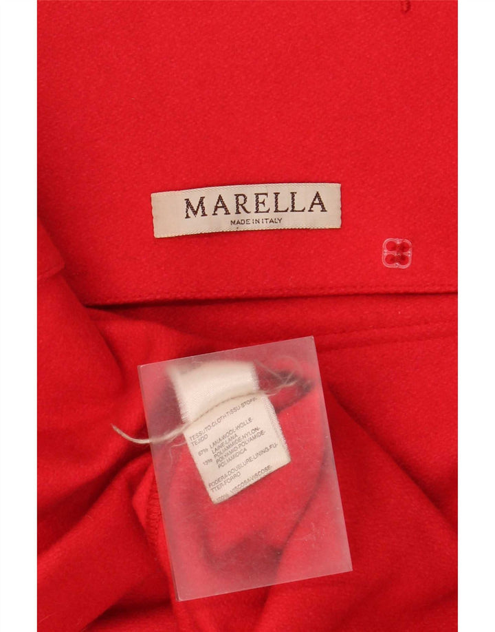 Marella Dame Oversized Dobbeltradet Frakke UK 8 Lille Rød Uld