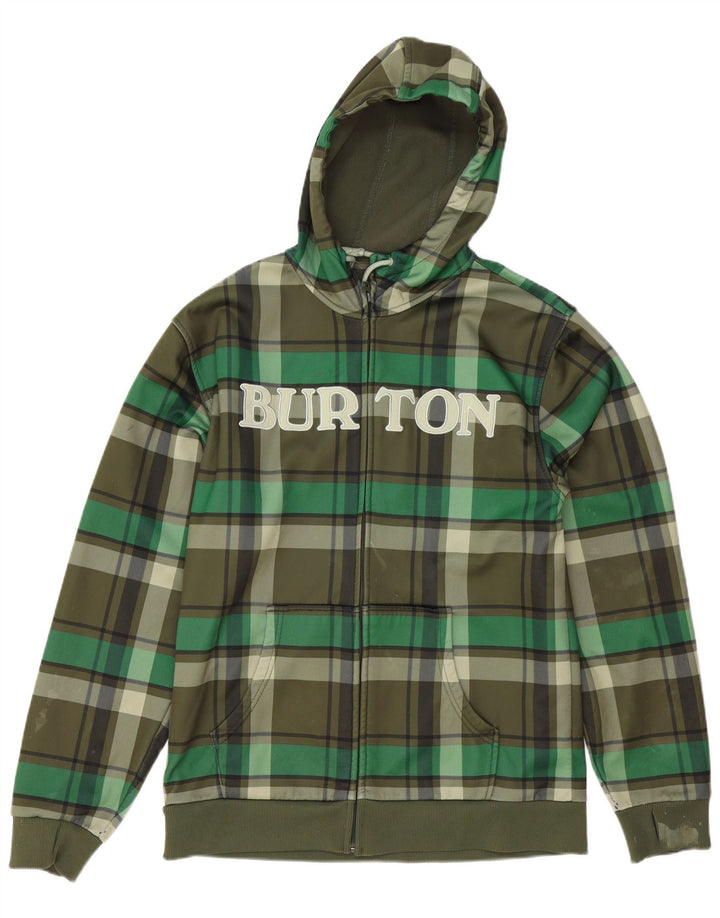 Burton Herre grafisk hættetrøje med lynlås stor grøn ternet polyester