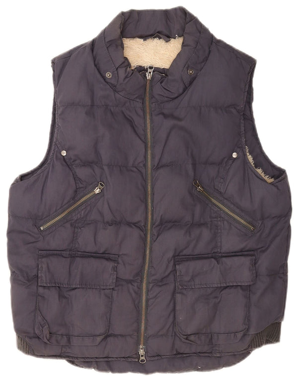 White Stuff Sherpa Polstret Gilet UK 16 Large Navy Blue Cotton