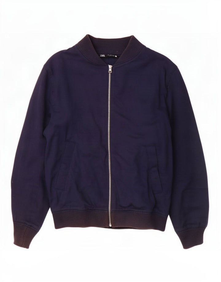 Zara Herre Bomber Jacket UK 38 Medium Navy Blue