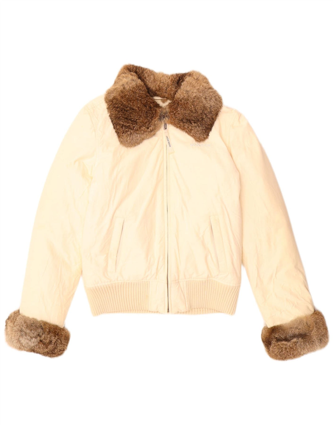 Woolrich polstret jakke til kvinder UK 10 Lille beige bomuld