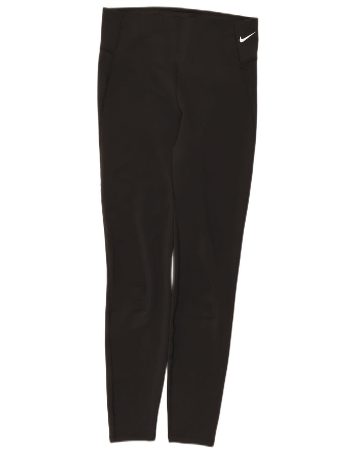 Nike Dame Dri Fit Leggings UK 12 Medium Sort Polyester