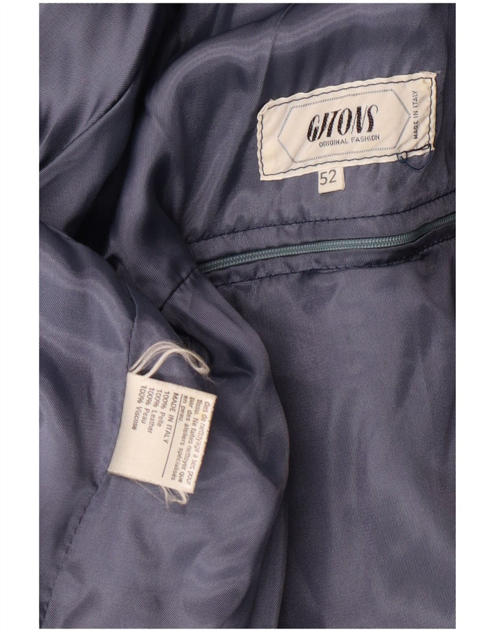 VINTAGE Military Læderjakke til mænd IT 52 XL Blå Læder