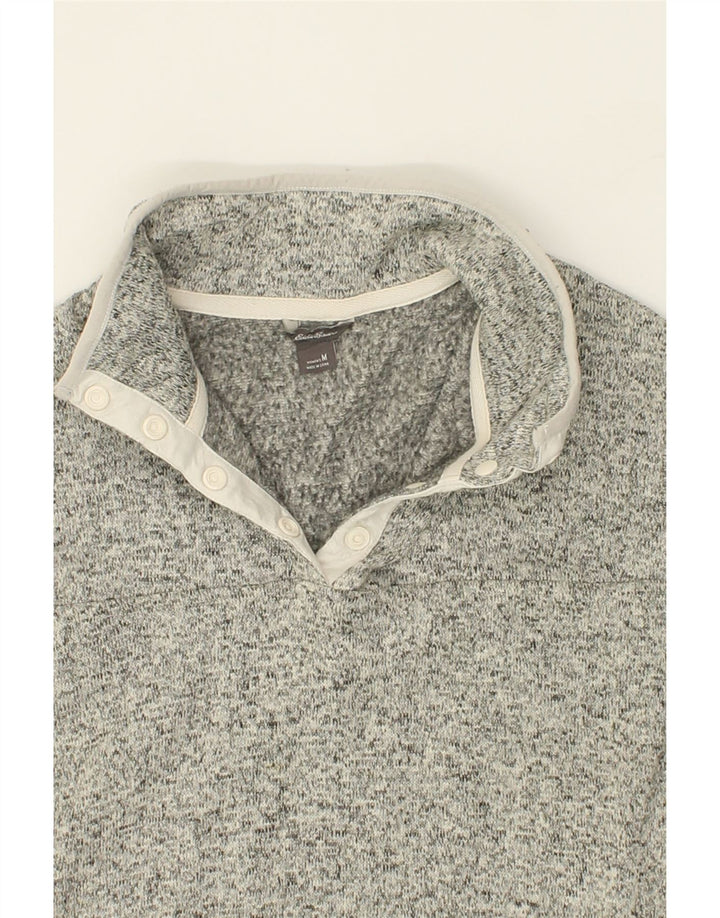 EDDIE BAUER Womens Zip Fleece Jumper UK 14 Medium Grey Flecked Polyester Vintage Eddie Bauer and Second-Hand Eddie Bauer from Messina Hembry 