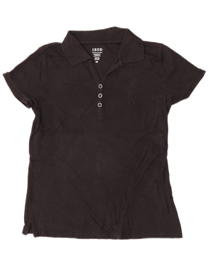 Izod Dame Polo Shirt UK 10 Small Black Bomuld