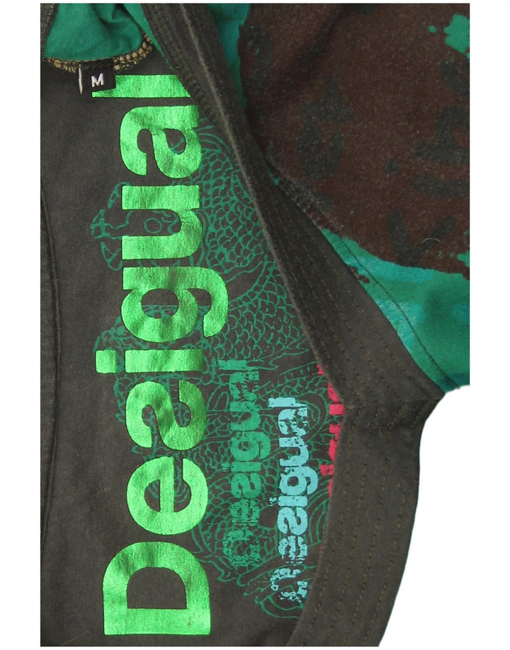 Desigual Dame Abstrakt mønster Tunika Top UK 14 Medium Grøn Bomuld