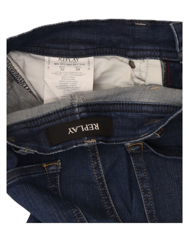 Replay Dame Super Skinny Jeans W32 L34 Marineblå