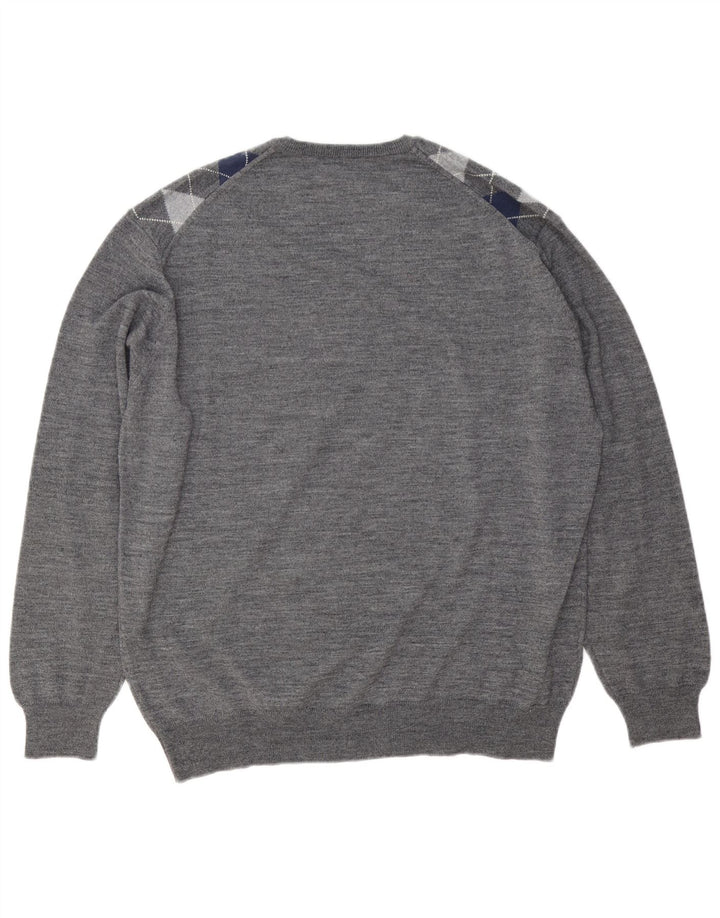 Il Granchio Herre V-hals sweater Stor Grå Argyle/Diamant Wool