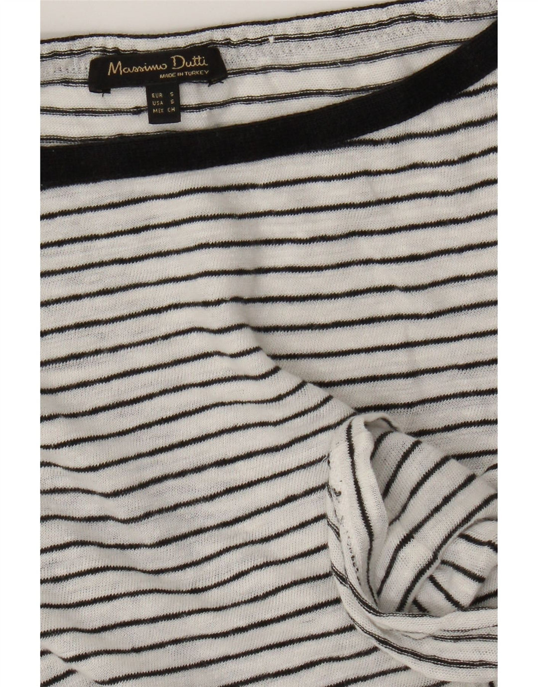 Massimo Dutti Dame Top Langærmet UK 10 Lille hvid Stribet Nautical