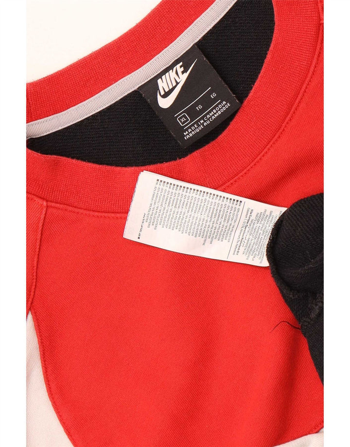 Nike grafisk sweatshirt til mænd XL Rød Colourblock Bomuld