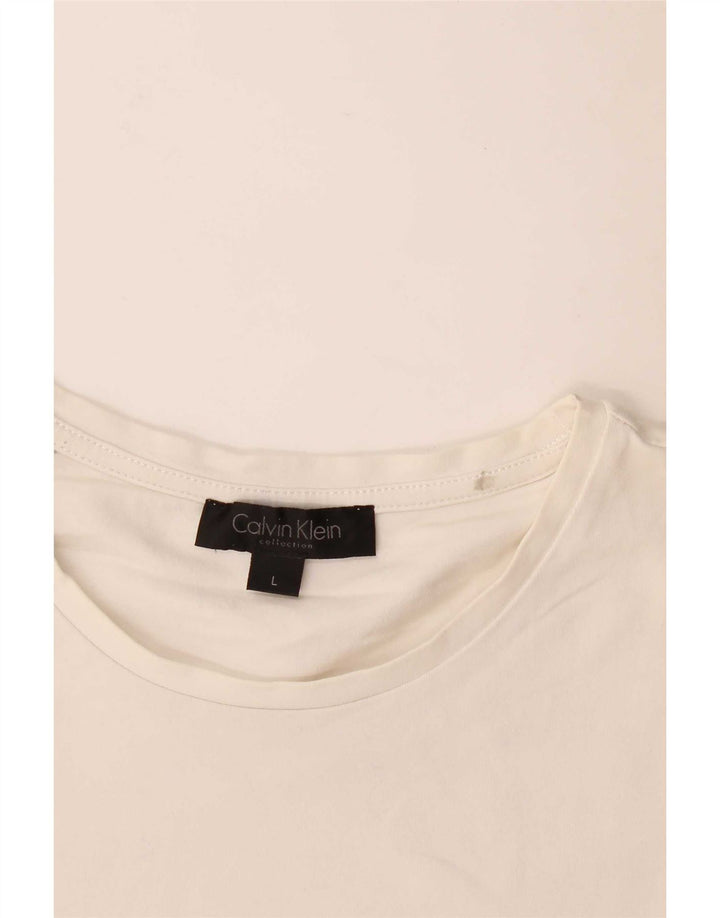 Calvin Klein Dame Grafisk T-Shirt Top Stor Hvid