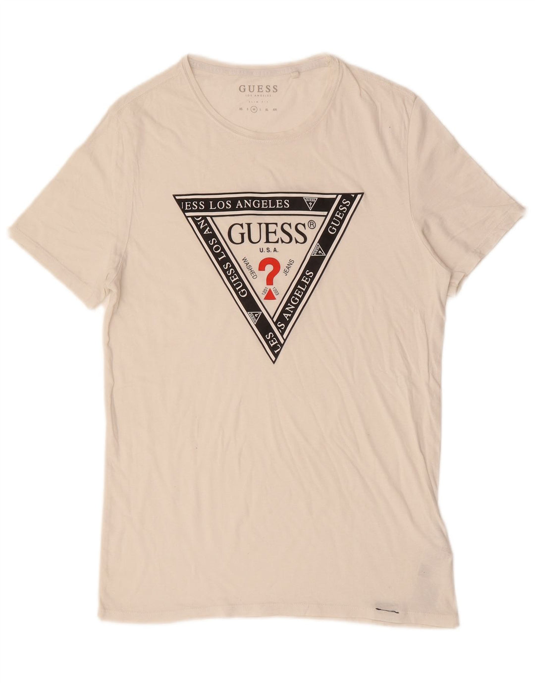 GUESS Herre Slim Fit Grafisk T-shirt Top Medium Off White Bomuld