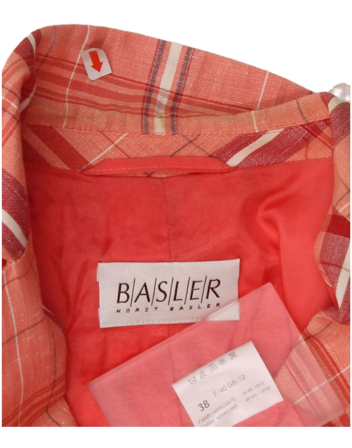 BASLER Dame 3-knaps kortærmet blazerjakke UK 12 Medium Pink Check