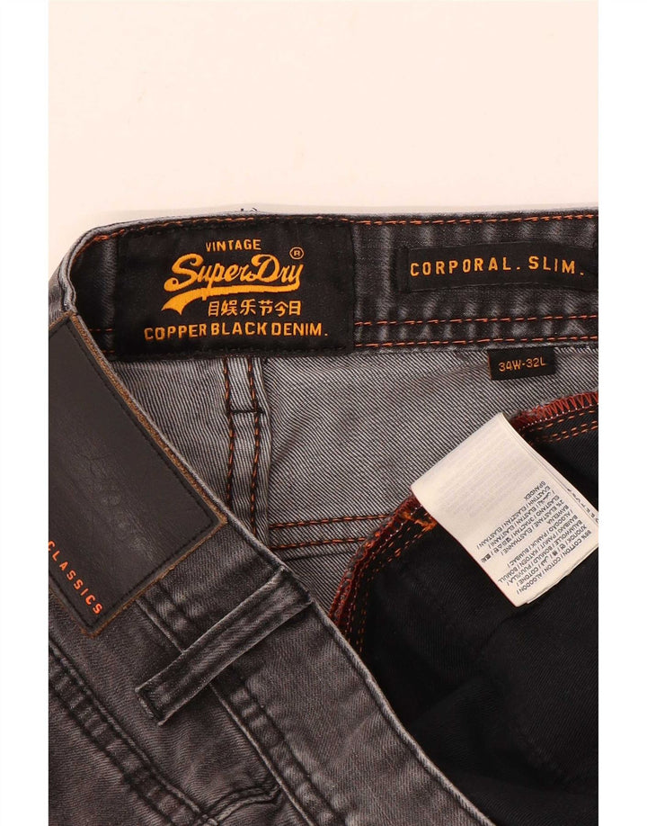 Superdry Herre Corporal Slim Jeans W34 L32 Grå Bomuld