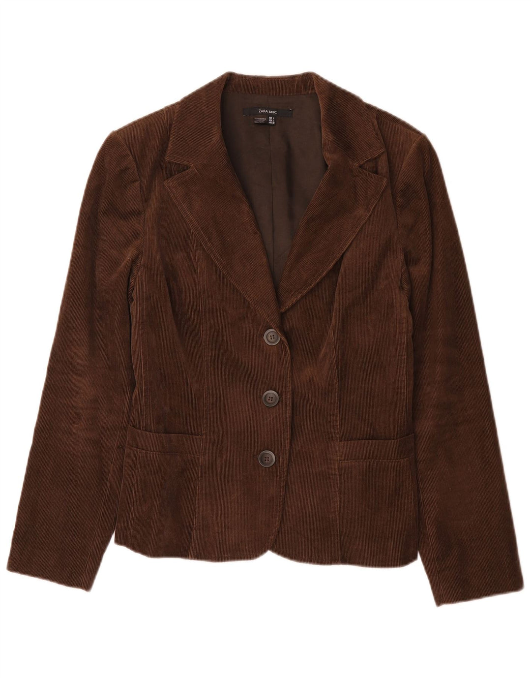 Zara Dame 3-knaps fløjlsjakke Blazer DK 14 Stor brun bomuld