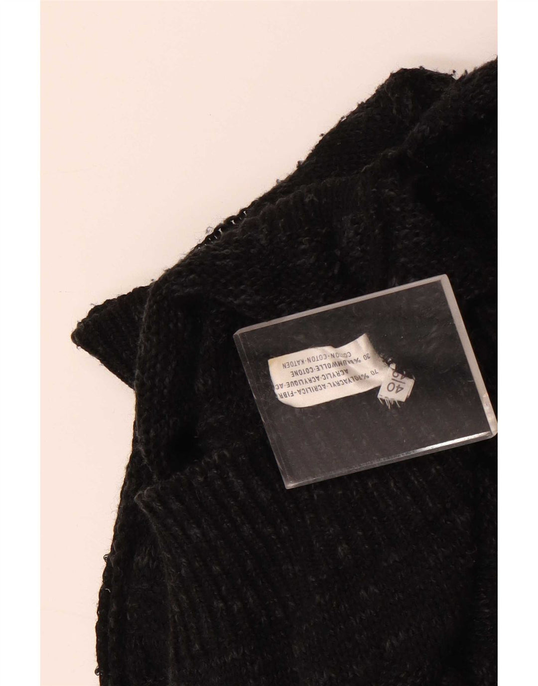 Vintage Dame Boat Neck Jumper Sweater EU 40 Medium Sort Geometrisk