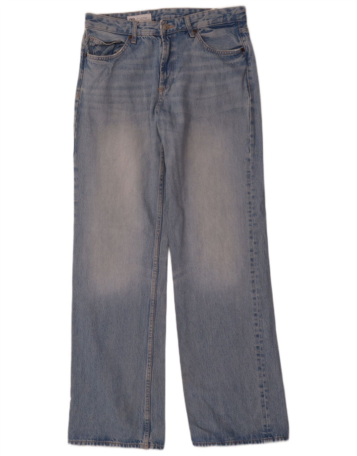 Zara Dame Straight Jeans EU 42 Large W32 L34 Blå Bomuld