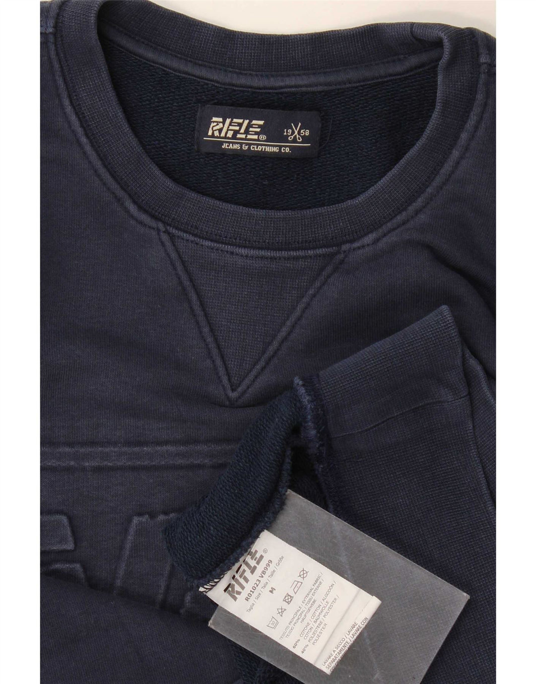 Rifle Herre Grafisk Sweatshirt Jumper Medium Navyblå Bomuld