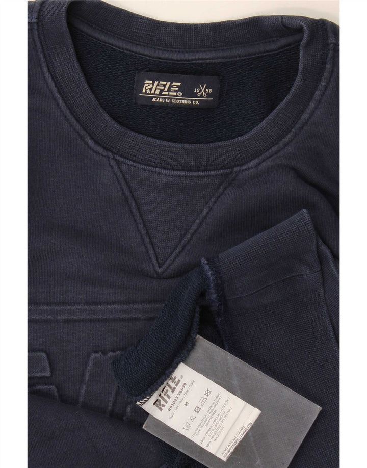 Rifle Herre Grafisk Sweatshirt Jumper Medium Navyblå Bomuld