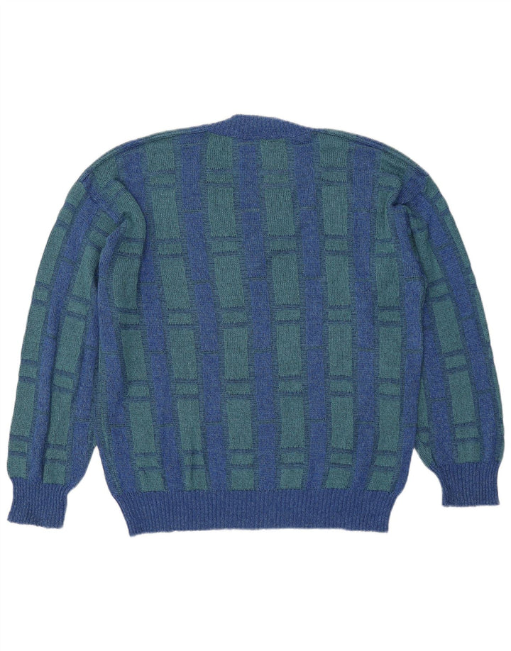 Maselli Herre V-hals trøje Sweater Large Blue Check