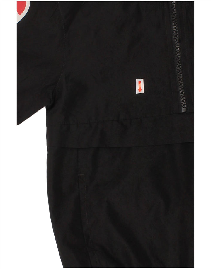 CHAMPION Boys Hooded Graphic Anorak Jacket 4-5 Years Black Polyester